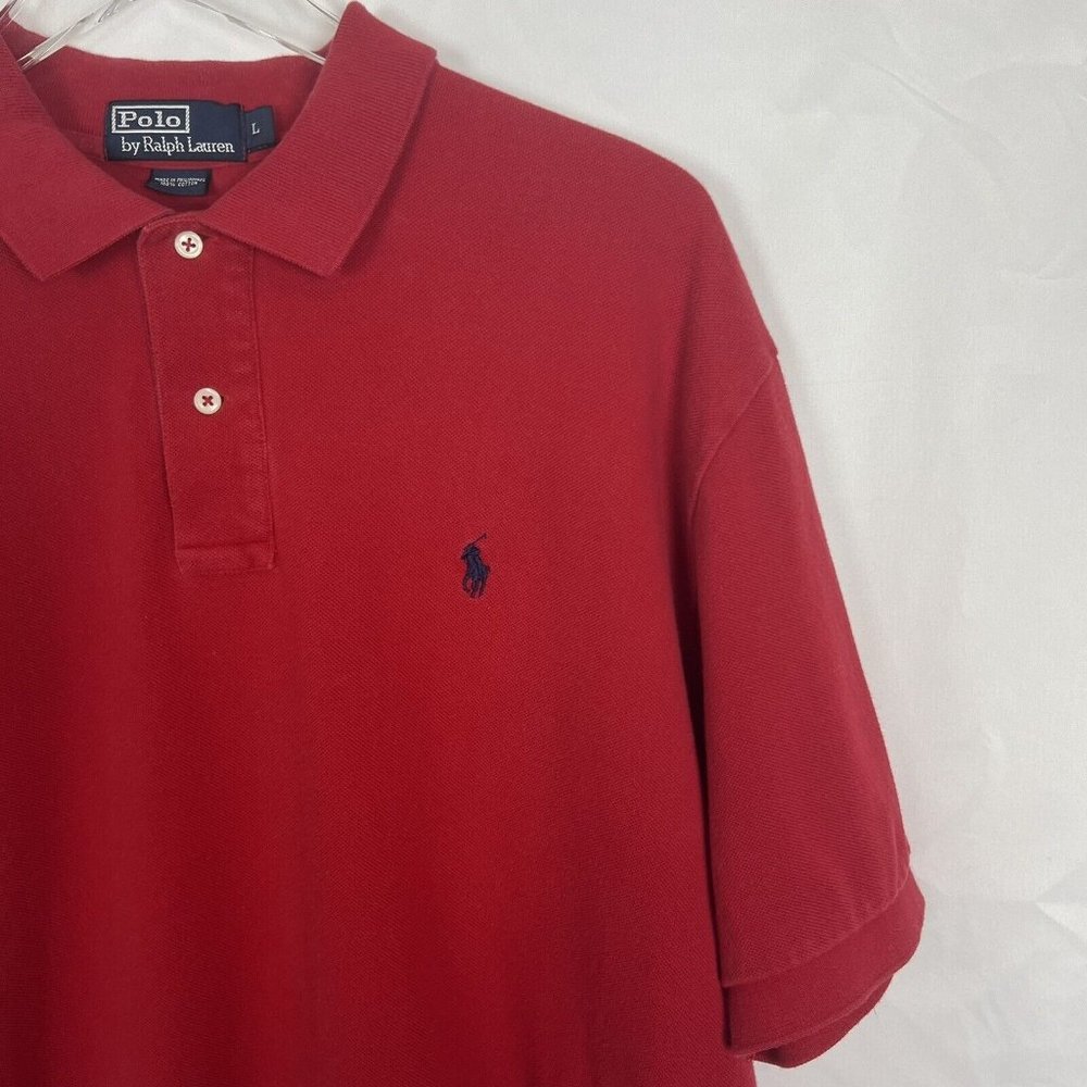 Ralph Lauren Polo Shirt Adult Large Red Cotton Golf Rugby Men L